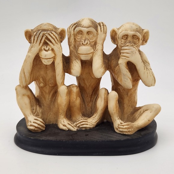 A. Santini Other - A Santini 3 Wise Monkeys Sculpture Italy Classic Figure See Hear Speak No Evil